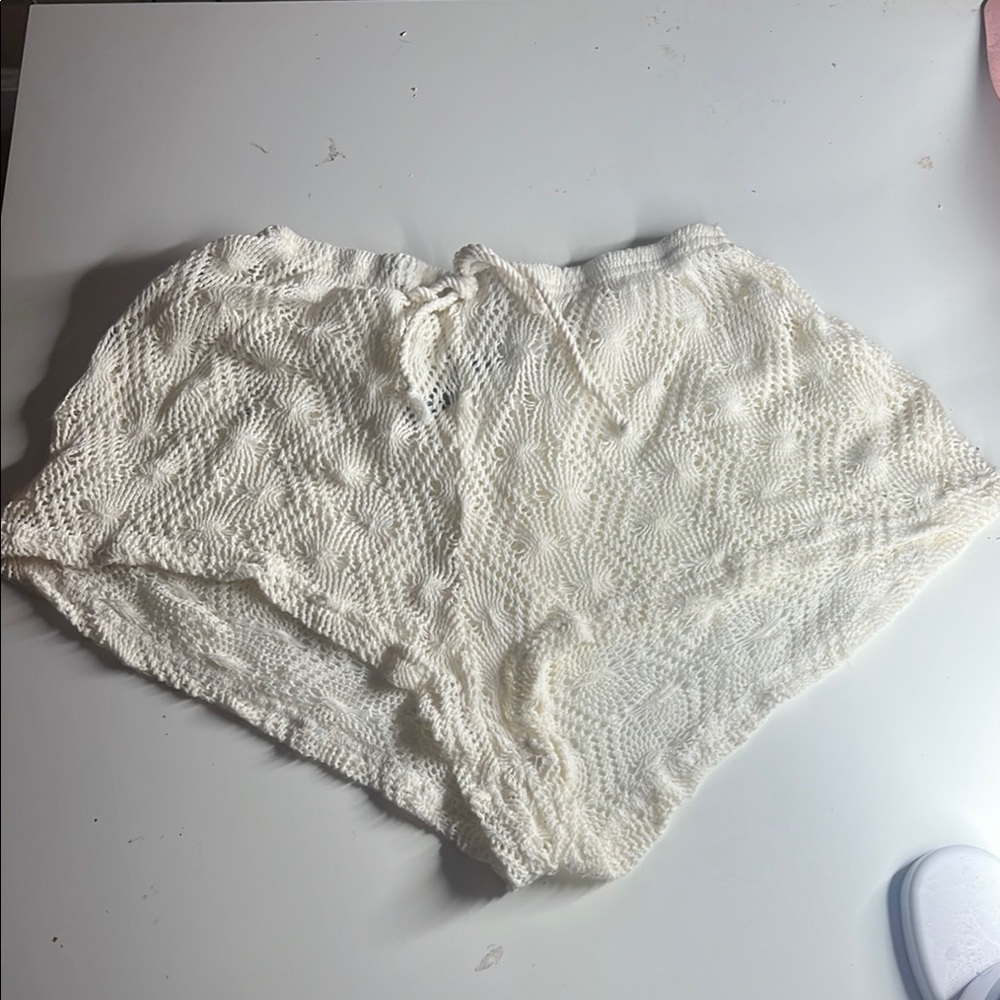 Refuge Cream Pajama Shorts with Textured Design